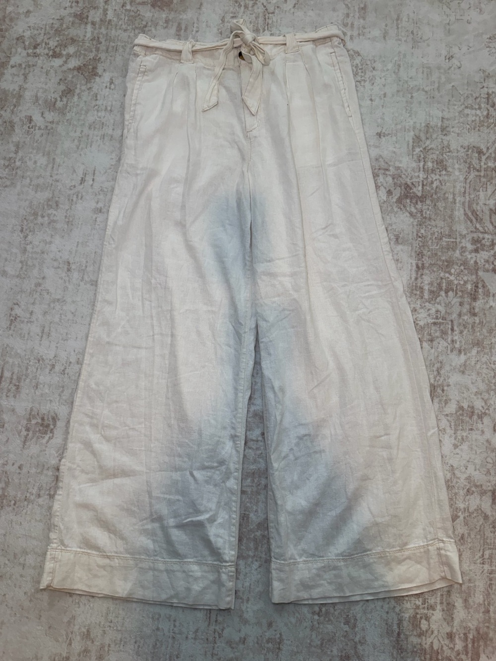 Sonoma Goods For Life Cream Wide Leg Linen Blend Pants Women’s Large